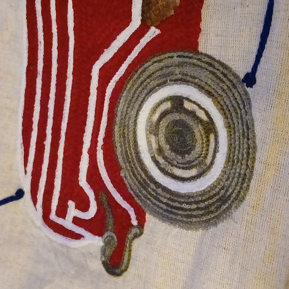 Holiday embroidered linen table runner red truck with tree - Picture 2 of 9